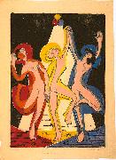 Colourful dance - Colour-woodcut